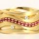Ruby + Diamond 18k Gold 3 Ring Bridal Set 'Wave' 