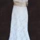 Vintage Style Lace Slim A-line Wedding Gown with V neck and V Back.