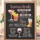 Digital Printable Wedding Menu, Watercolor Wedding Bar Menu, Chalkboard Wedding Cocktail Menu Board, Menu Sign, Signature Drinks - IDM2