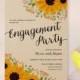 Sunflower engagement  invitations printed on kraft cardstock 