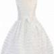 White Striped Organza w/ Taffeta Waistband & Bow Accent Style: LSP121 - Charming Wedding Party Dresses
