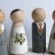 Wedding cake toppers wooden dolls // Custom wooden peg dolls // Personalised couple rustic cake topper
