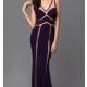 Illusion Long Sleeveless Purple Dave and Johnny Dress - Discount Evening Dresses 