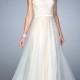 A-line with a Sheath Style lining a Satin Trim Hem Tulle Prom Dress PD3305