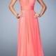 Beautiful A-line Plunging Neckline Open Back Beaded Straps Chiffon Prom Dress PD3300