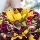 Sunflower Fall Wedding Bridal Bouquet made with silk flowers at Holly's Flower Shoppe.