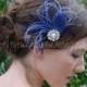 Wedding Feather Fascinator in Shades of Blue  Headpiece Made to Order