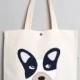 Dog Tote Bag. Handmade Fabric Bag with Dog Applique. Textile Eco Bag. Shopper. Dog Gift. Shoulder Bag. Cotton Bag. Animal Hipster Canvas Bag