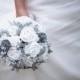 Winter wedding bouquet winter wonderland wedding bouquet large bridal size with silver glitter accents and pine cones