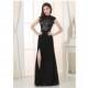 Elegant Lace & Chiffon High Collar Neckline A-Line Military Dresses - overpinks.com