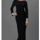 Black Long Sleeve Open Back Dress by Marina - Discount Evening Dresses 