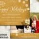 Christmas Card Template - Holiday Greeting Card - Gold White Christmas Card - Printable Download Card - Photo Card - Editable Word Template