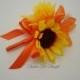 Sunflower Boutonniere with Orange Daisy, Groom Wedding Accessory, Buttonhole Flower, Orange Daisy, FFT design, Made to Order