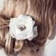 793_Big hair flower, Flower, Hair clip, Flower hair clip, White hair flower, Hair clips, Hair rose, Retro wedding, Retro hair accessories.