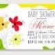 Baby Shower invitation card with colorful flowers in a children's style - Unique vector illustrations, christmas cards, wedding invitations, images and photos by Ivan Negin