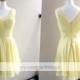Handmade V neckline  Daffodil Bridesmaid Dress/ Cocktail Dress/ Wedding Party Dress/ Short Prom Dress/ Homecoming Dress by wishdress