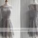 Illusion Top Silver Lace Short Bridesmaid Dress/ Cocktail Dress/Short Prom Dress/ Formal Dress/ Homecoming Dress from wishdress