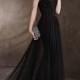 A-line Scoop Neckline Illusion Lace Appliqures with Belt Black Prom Dress PD3355