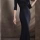 V-neck with Long Sleeves Ruched Beaded Floor Length Prom Dress PD3334