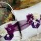 Ivory and eggplant flower girl basket and matching ring pillow