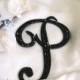 Black Cake Topper - Black Crystal Topper - Custom Wedding Cake Topper - Personalized Black Monogram Letter Cake Topper - Bride and Groom