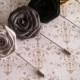 Mens Flower Lapel Set - Men's Rose Lapel Pins - Wedding Boutonnieres Corsages  - Silver Gray Gold Black Lapel Pins - Fathers Day Gift