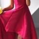 Fabulous Strapless High Low Fuchsia Pleated Prom Dress