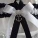 Anchor Charm - Navy Blue & White Wedding Garter Belt - Tossing Garter - One Size - Plus Size