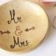 Mr and Mrs ring dish -Handmade and hand painted Mr and Mrs ring holder -Gold ring holder -Wedding shower gift idea -Clay wedding accessory