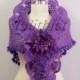 Purple Shawl Wrap, Crochet Shawl, Lace Shawl, Women Fashion Scarf, Violet Bride Bridesmaid Cover Up Wedding Shawl, Bridal Accessories,  Gift
