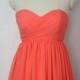 Coral Sweetheart Bridesmaid Dress Short Chiffon Coral Strapless Dress-Custom Dress