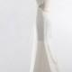 Silk wedding dress, lace bridal dress, trumpet wedding gown, long bridal gown, V-neck wedding dress, hollow back dress, skin-touch dress