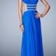A-line V-neck Open Sides and Back Beaded Straps Chiffon Prom Dress PD3323