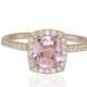 Pink Sapphire Ring with Diamond Halo, Morganite Colored Sapphire Engagement Ring - LS2205