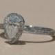 Diamond Ring, Diamond Tear Drop Engagement Ring with Single Diamond Halo - LS1616