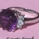 Amethyst Ring, Amethyst and White Sapphire Cocktail Ring - 11 Carat Fancy Cut Gemstone - LS905