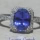 Alternative Engagement Ring, Tanzanite and Diamond Ring - Oval with full Eternity Band and Double Prongs - LS514