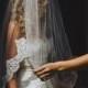 2 tier 40 inches finger tip/waist length with 4 inch Alencon lace wedding veil, bridal veil-  in white, light ivory, and ivory