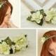 Bridal flower crown, Ivory wedding hairpiece, Pearl headpiece, Floral headband, Flower crown, Floral halo, Bridal headpiece, Feminine