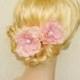 Bridal hair clip, Bridal hairpiece flower, Pink hair flower, Wedding headpiece, Bridal headpiece, Wedding pins, Floral clip, Rhinestones