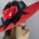 Red Wedding Head Piece Kentucky Derby Hat Fascinator  Wedding Accessory Red Feather Cocktail Hat