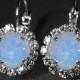 Air Blue Opal Halo Earrings Swarovski Blue Opal Silver Earrings Wedding Crystal Earrings Leverback Opal Earrings Bridal Bridesmaid Jewelry