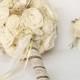 Bridal Bouquet "Cream", Wedding Cream  Fabric Bouquet, Sola flowers
