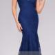 Mermaid V-neck and V-back Cut Navy Sleeveless Fitted Lace Prom Dress Sale UK