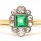 Edwardian Engagement Ring Emerald Engagement Ring Art Deco Engagement Ring EMERALD Diamond Halo Engagement RING rose gold white gold