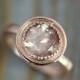CYBER MONDAY 14k Rose Gold and Oregon Sunstone Halo Ring, Vintage Inspired Milgrain Detail, Made To Order