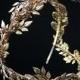 Gold Leaf  and Smoked Topaz Wreath, Wreath Crown, Greek Godess, Leaf crown