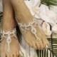 VICTORIA Wedding Tiara Barefoot Sandals - Silver