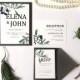 Watercolor Botanical Olive Wedding Invitation Printable Set of 4