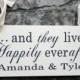 Here Comes the Bride with And they lived Happily Ever After w/ Bride and Grooms Name, 8 X 16 in. 2-sided. Ring Bearer, Flower Girl.